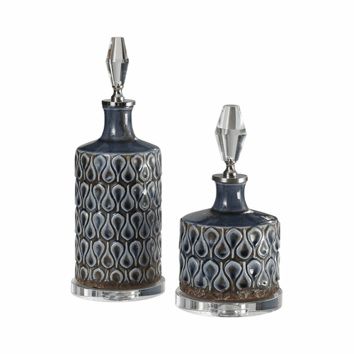 Uttermost Varuna Cobalt Blue Bottles Set Of 2 - 18886