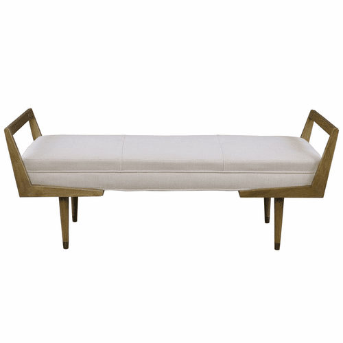 Uttermost Waylon Modern Ivory Bench - 23592