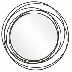Uttermost Whirlwind Black Round Mirror - 09704
