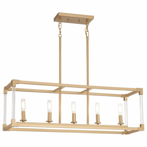 Vantage Oro District 5 Light Island Light - Soft Brass - 1459-695