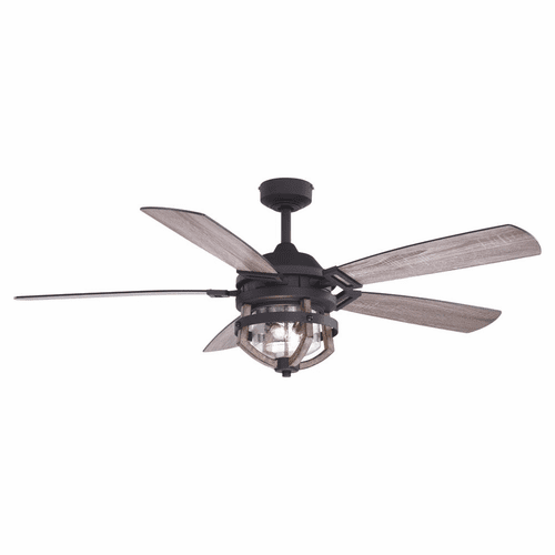 Vaxcel Barnes Farmhouse Outdoor Ceiling Fan with Light Kit - Matte Black - F0055