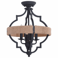 Vaxcel Beaumont Farmhouse Cage Ceiling Light - Textured Gray - C0233