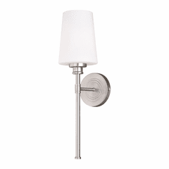 Vaxcel Clark 1-LT Wall Sconce White Glass - Satin Nickel - W0355