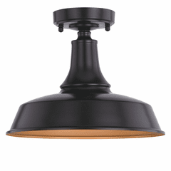 Vaxcel Dorado Outdoor Flush Mount Barn Light - Dark Bronze and Light Gold - T0570