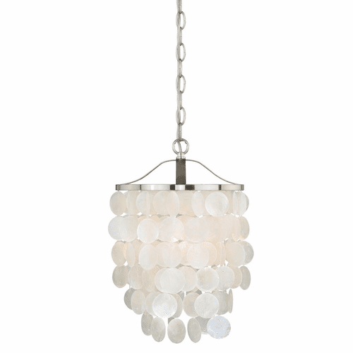 Vaxcel Elsa Capiz Shell 10-1/2" Pendant - Satin Nickel - P0138