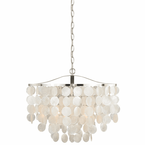 Vaxcel Elsa Capiz Shell 20" Pendant - Satin Nickel - P0139