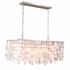 Vaxcel Elsa Capiz Shell 36" Rectangular Pendant - Satin Nickel - P0240