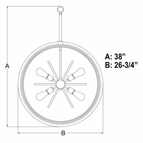 Vaxcel Estelle 26.75" 6-LT Orb Pendant - Natural Brass and Matte Black - P0341