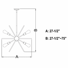 Vaxcel Estelle 27.5" 12-LT Pendant - Matte Black - P0343