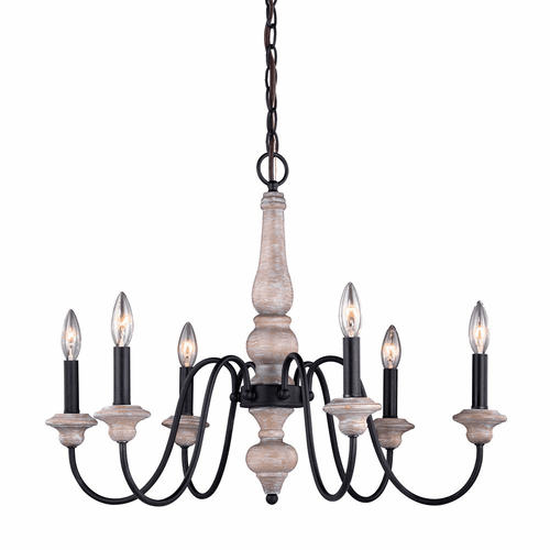 Vaxcel Georgetown 6-LT Chandelier - Vintage Ash - H0236