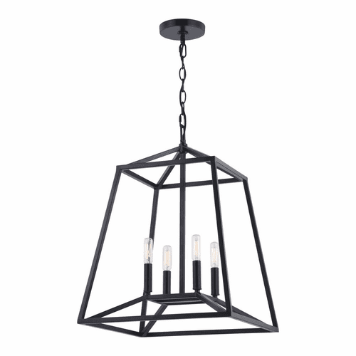 Vaxcel Hayes Farmhouse Cage Pendant - Black - P0310