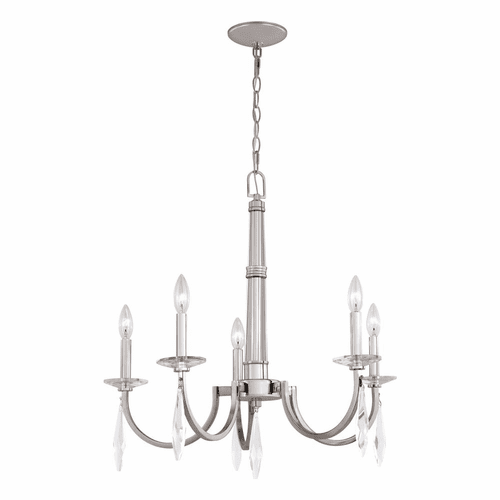 Vaxcel Hoyne 5-LT Crystal/Satin Nickel Candle Chandelier - Polished Nickel - H0243
