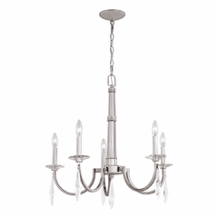 Vaxcel Hoyne 5-LT Crystal/Satin Nickel Candle Chandelier - Polished Nickel - H0243