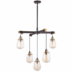 Vaxcel Kassidy 5-LT Chandelier - Black and Natural Brass - H0184