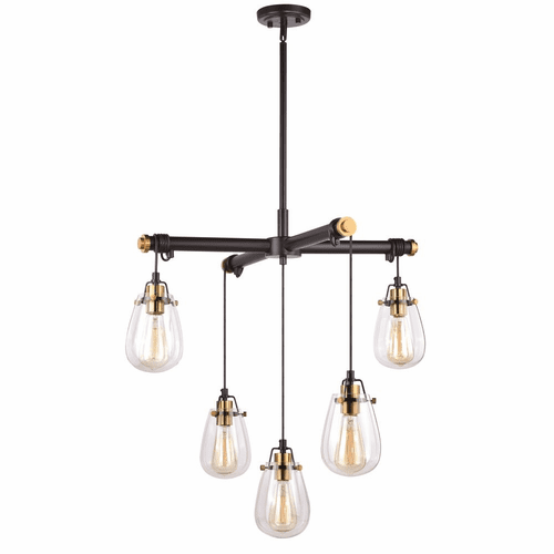 Vaxcel Kassidy 5-LT Chandelier - Black and Natural Brass - H0184