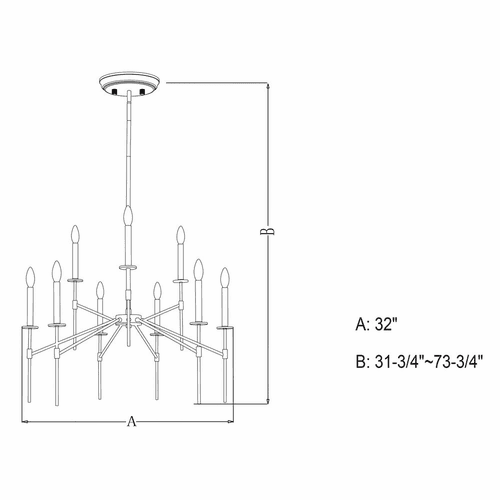 Vaxcel Kedzie 9-LT Chandelier - Polished Nickel - H0260