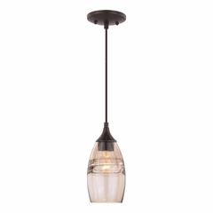 Vaxcel Milano 5" Mini Pendant Amber Fog Glass - Oil Rubbed Bronze - P0277