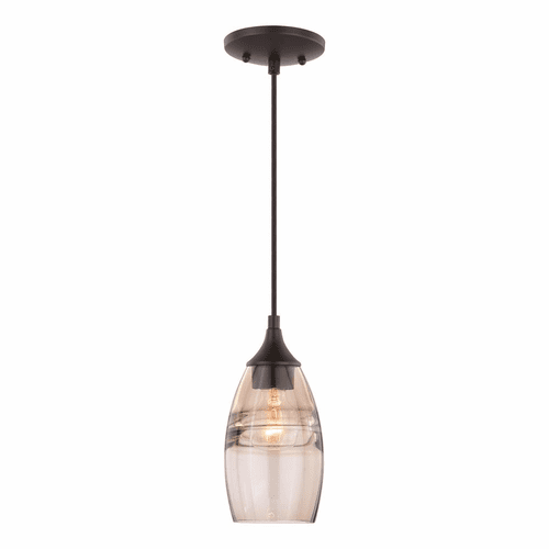 Vaxcel Milano 5" Mini Pendant Amber Fog Glass - Oil Rubbed Bronze - P0277