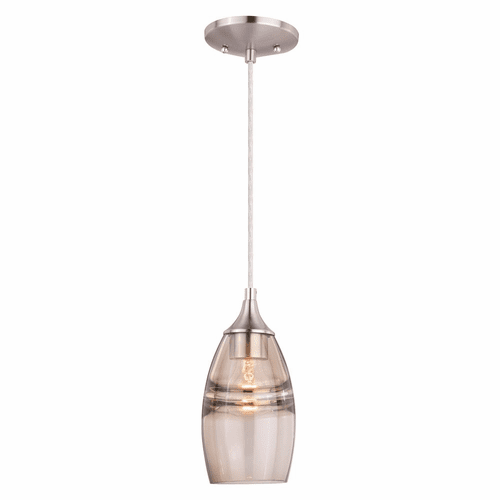 Vaxcel Milano 5" Mini Pendant Amber Fog Glass - Satin Nickel - P0276