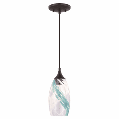 Vaxcel Milano 5" Mini Pendant Caribbean Swirl Glass - Oil Rubbed Bronze - P0279