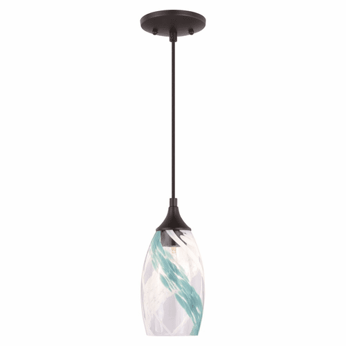 Vaxcel Milano 5" Mini Pendant Caribbean Swirl Glass - Oil Rubbed Bronze - P0279