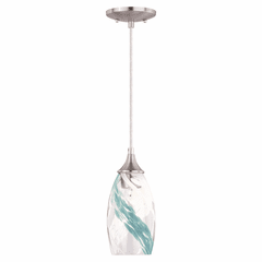 Vaxcel Milano 5" Mini Pendant Caribbean Swirl Glass - Satin Nickel - P0278