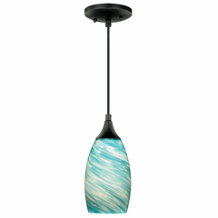 Vaxcel Milano Mini Pendant Celeste Wave Glass - Oil Rubbed Bronze - P0171
