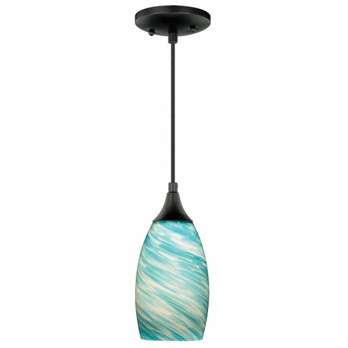 Vaxcel Milano Mini Pendant Celeste Wave Glass - Oil Rubbed Bronze - P0171