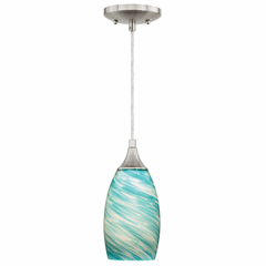 Vaxcel Milano Mini Pendant Celeste Wave Glass - Satin Nickel - P0172