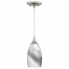 Vaxcel Milano Mini Pendant Marble Swirl Glass - Satin Nickel - P0176