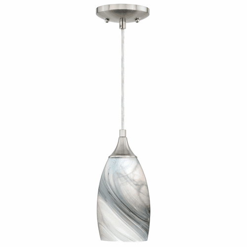 Vaxcel Milano Mini Pendant Marble Swirl Glass - Satin Nickel - P0176