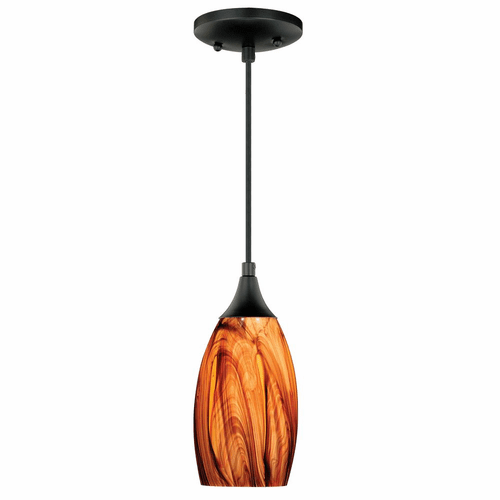 Vaxcel Milano Mini Pendant Smoky Fire Glass - Oil Rubbed Bronze - P0177