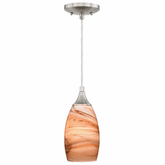 Vaxcel Milano Mini Pendant Toffee Swirl Glass - Satin Nickel - P0174