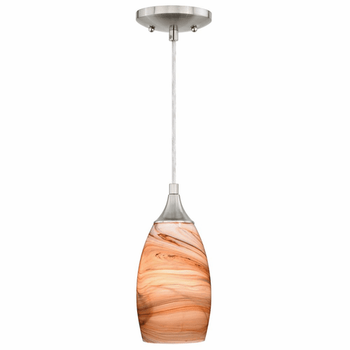 Vaxcel Milano Mini Pendant Toffee Swirl Glass - Satin Nickel - P0174