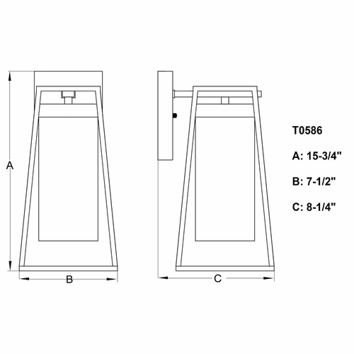 Vaxcel Nash 7.5" 1-LT Outdoor Wall Light - Textured Black - T0586