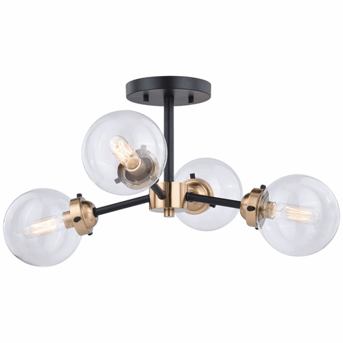 Vaxcel Orbit 20" Semi-Flush Mount - Oil Rubbed Bronze with Muted Brass - C0194