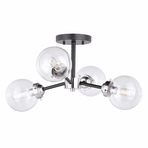 Vaxcel Orbit 20" Semi-Flush Mount - Satin Nickel and Oil Rubbed Bronze - C0133