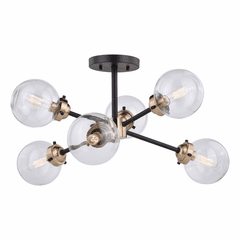 Vaxcel Orbit 25" Semi-Flush Mount - Oil Rubbed Bronze with Muted Brass - C0193
