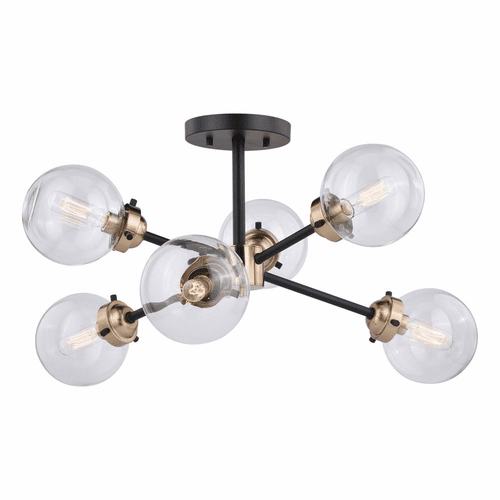 Vaxcel Orbit 25" Semi-Flush Mount - Oil Rubbed Bronze with Muted Brass - C0193