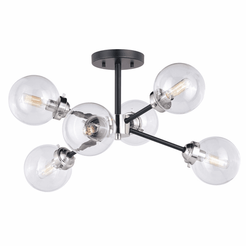 Vaxcel Orbit 25" Semi-Flush Mount - Satin Nickel and Oil Rubbed Bronze - C0132