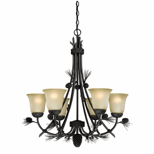 Vaxcel Sierra 6-LT Chandelier - Black Walnut - H0170