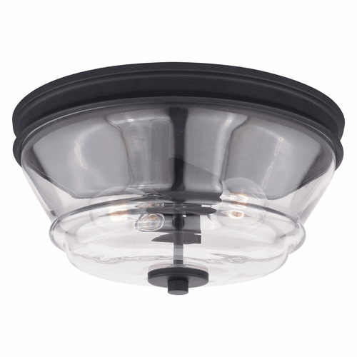 Vaxcel Toledo 13" W Black Industrial Flush Mount - Matte Black - C0232