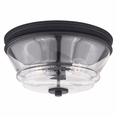 Vaxcel Toledo 13" W Black Industrial Flush Mount - Matte Black - C0232