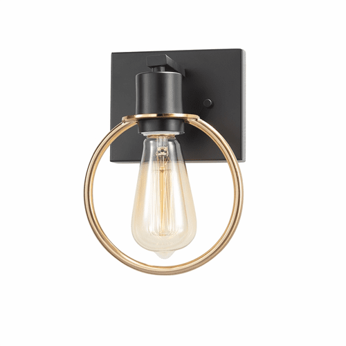 Volta 1-Light Wall Sconce - Matte Black w/ Brass Ring - NSH-8901-MBBR