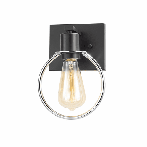 Volta 1-Light Wall Sconce - Matte Black w/ Chrome Ring - NSH-8901-CRMB