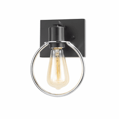 Volta 1-Light Wall Sconce - Matte Black w/ Chrome Ring - NSH-8901-CRMB