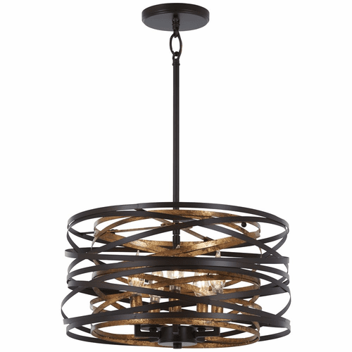 Vortic Flow 5-LT Pendant - Dark Bronze W/Mosaic Gold Inte - 4675-111