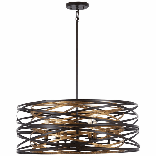 Vortic Flow 6-LT Pendant - Dark Bronze W/Mosaic Gold Inte - 4673-111