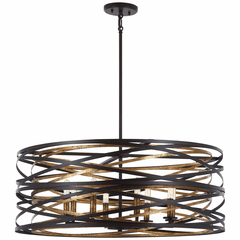 Vortic Flow 8 Lights Pendant - Dark Bronze W/Mosaic Gold Inte - 4677-111