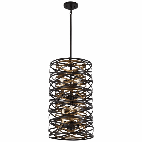 Vortic Flow Pendant - Dark Bronze W/Mosaic Gold Inte - 4672-111